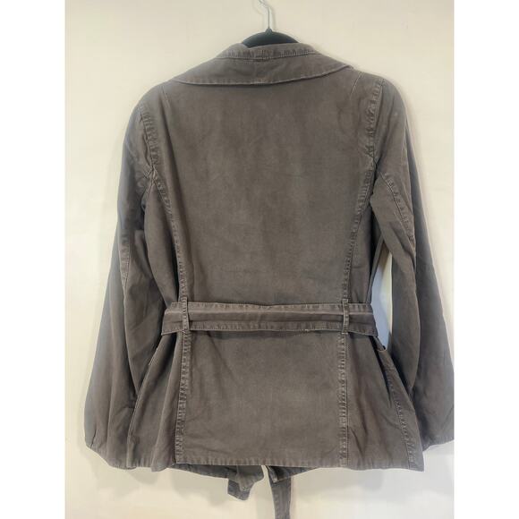 VTG Gap The Utility Jacket Gray  LINED Wide Collar Cargo Jacket Belted Small - Picture 5 of 7